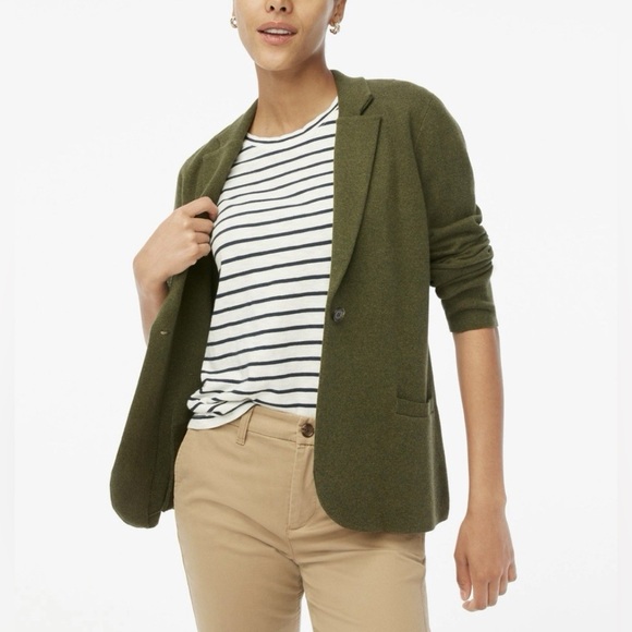 J. Crew Women's Dark Green Cotton Blazer PLarge - Picture 1 of 10
